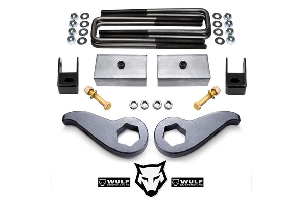 WULF 3" Front 2" Rear Leveling Lift Kit with Shock Extenders - Best for 2019 Chevy 2500HD