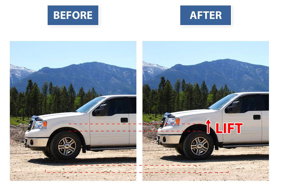 truck leveling kit after before